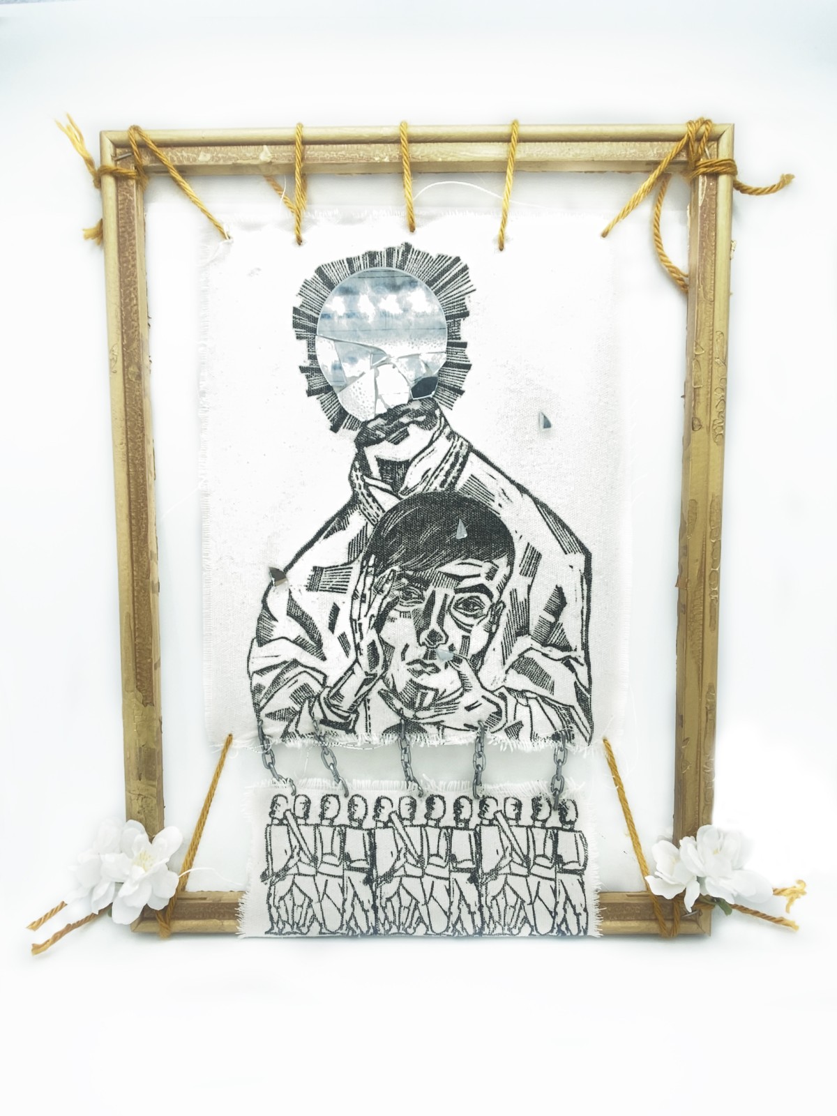 Object with linocut printed on a canvas by Sylwia Zawiślak