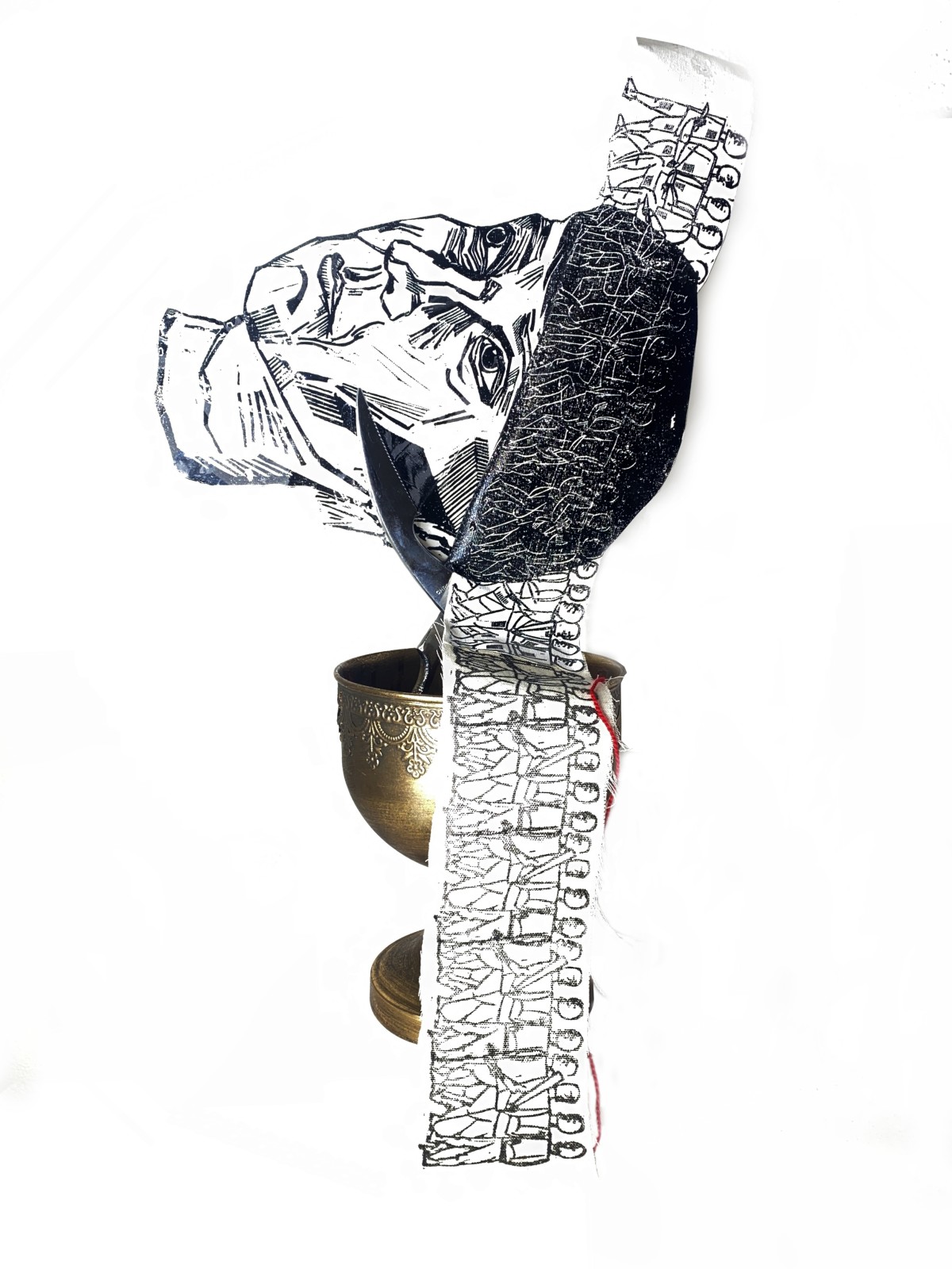 Object with linocut printed on a canvas by Sylwia Zawiślak