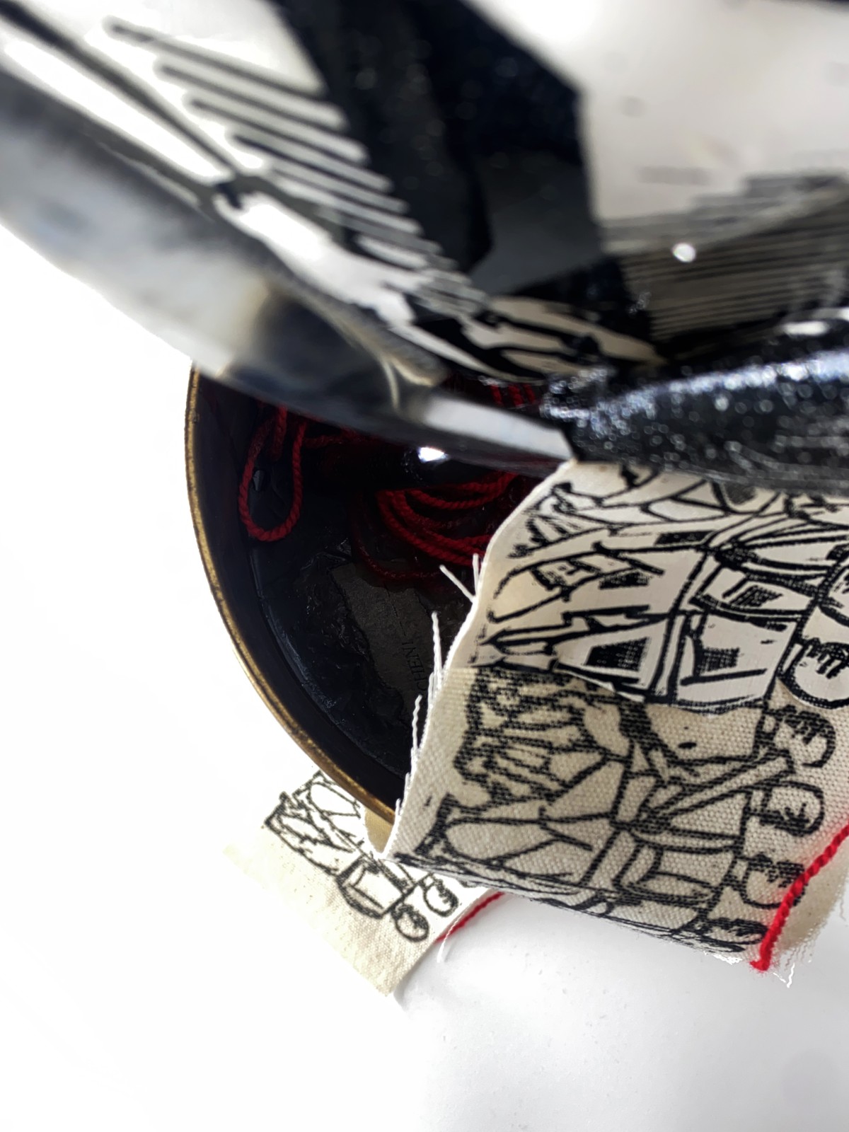 Object with linocut printed on a canvas by Sylwia Zawiślak