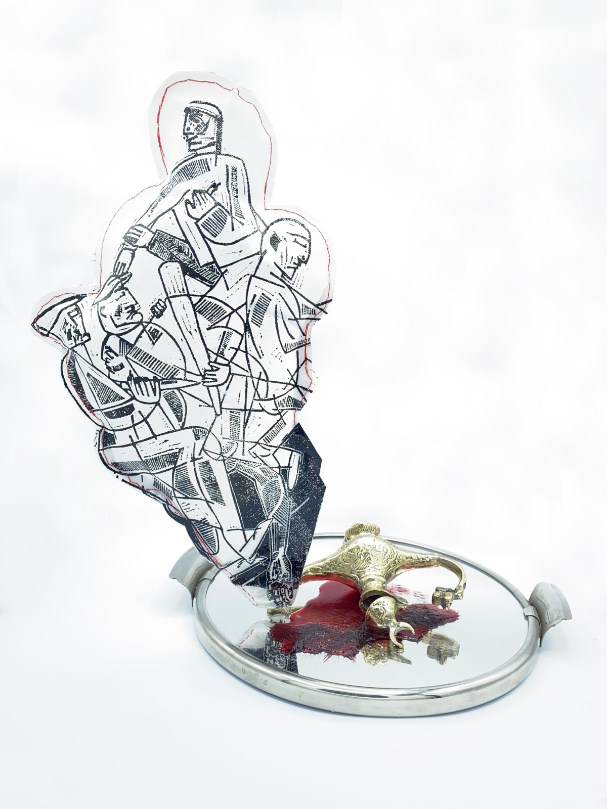 Object with linocut printed on a canvas by Sylwia Zawiślak